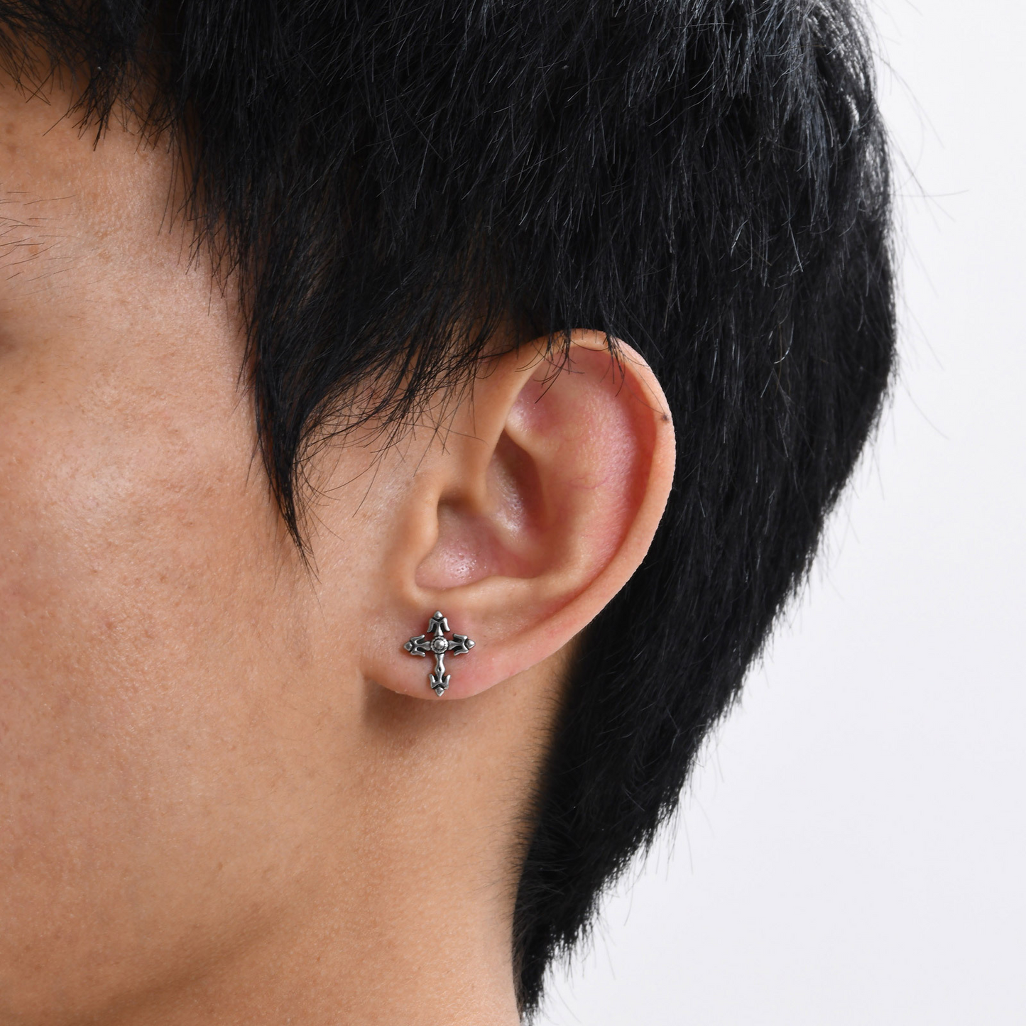 Kemstone Stainless Steel Gothic Stud Earring – Cross Cat Spider Symbol ES-512