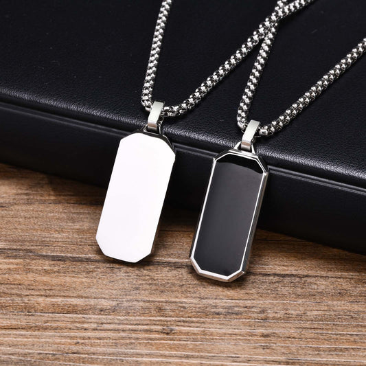 Men’s Stainless Steel Dog Tag Necklace – Geometric Minimalist Pendant PN-1858