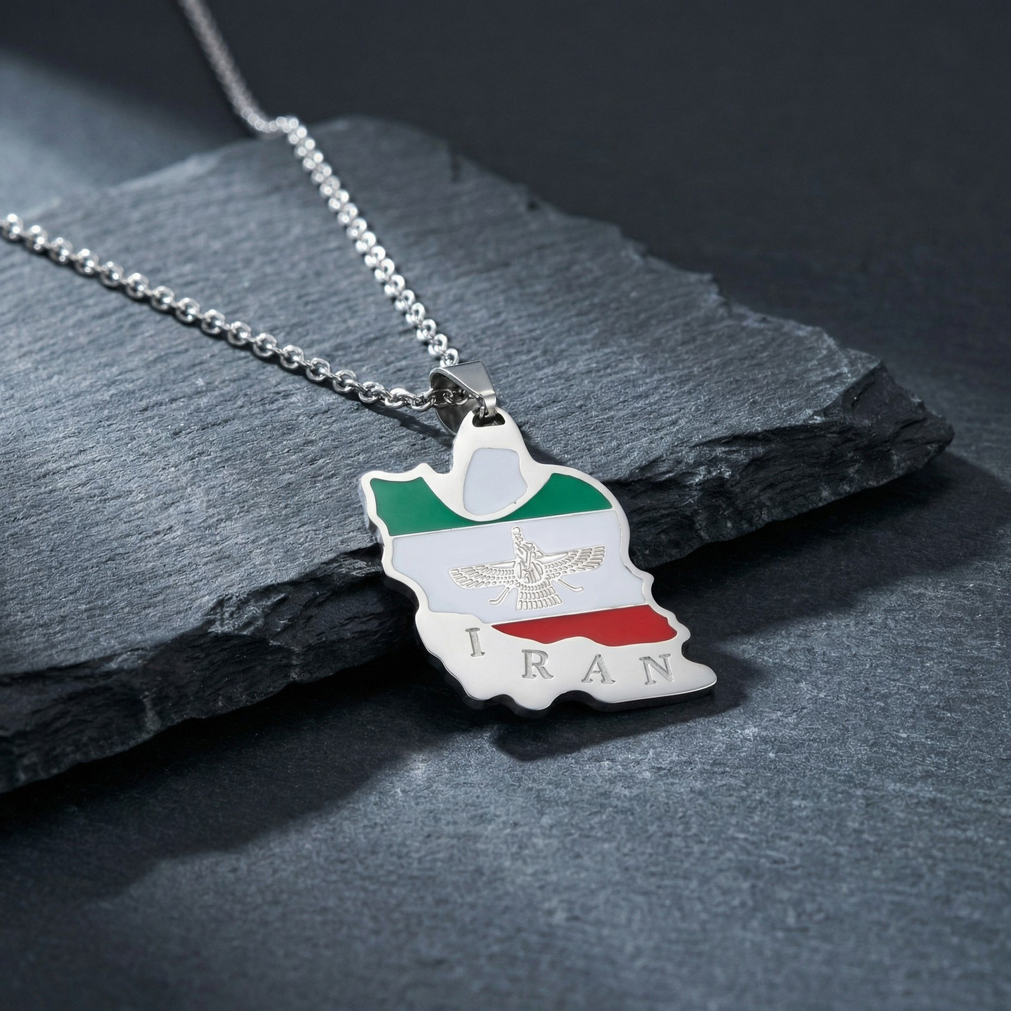 Kemstone Stainless Steel Iran Map Pendant Necklace for Men Women Gold Silver PN-2345 PN-2345