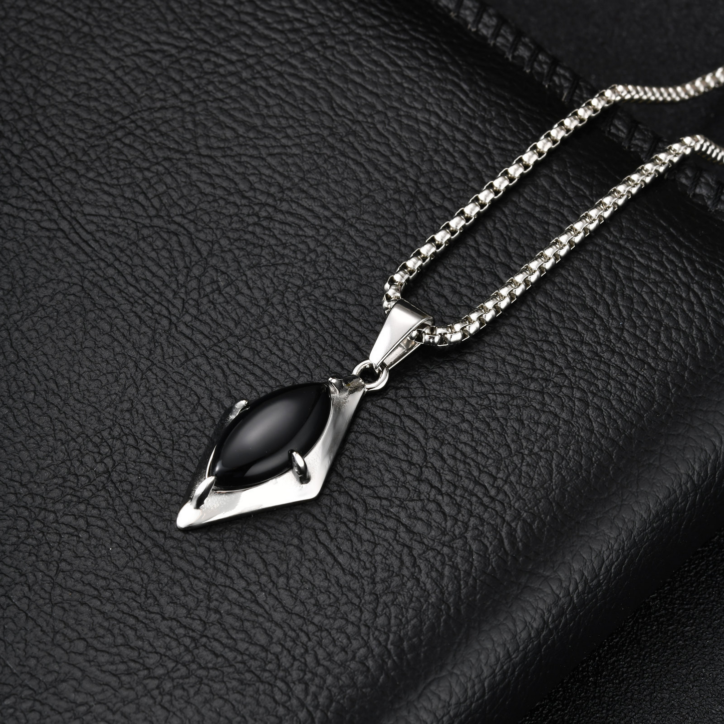 Kemstone Stainless Steel Tiger Eye Agate Pendant Necklace for Men PN-2271