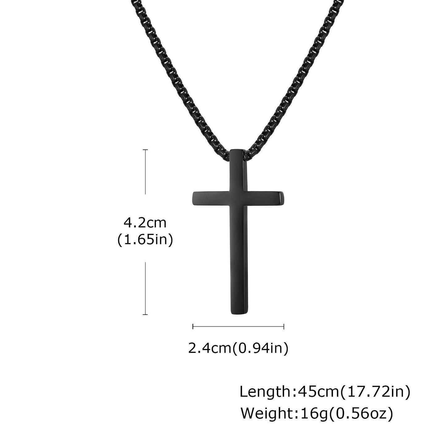 Kemstone Cross Pendant Necklace Stainless Steel Minimal Bar Cross Long Chain for Men Women Silver Gold Black NC-2103