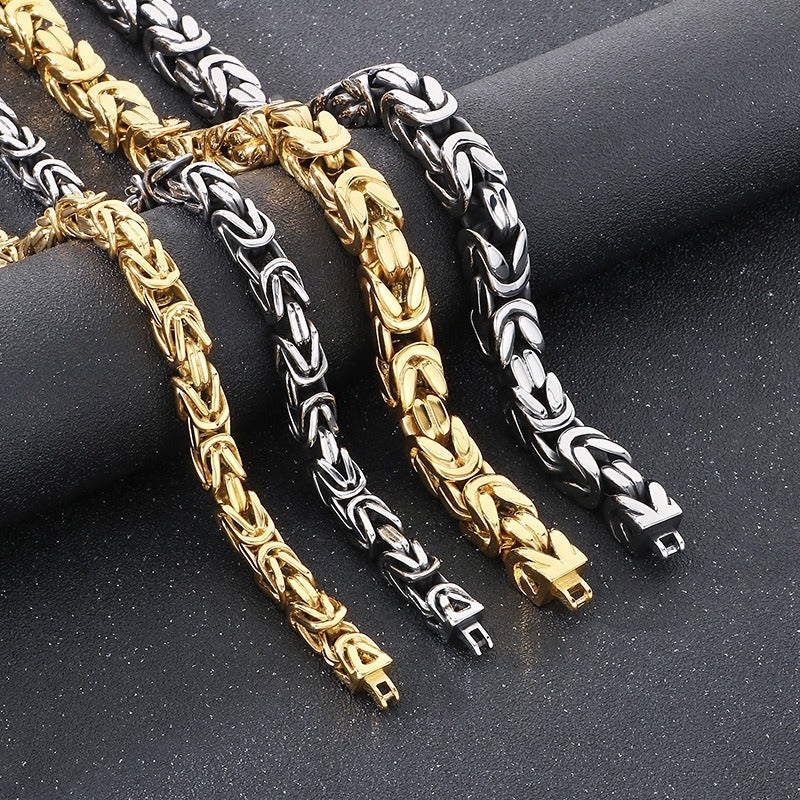 Kemstone Titanium Steel Peace Pattern Imperial Chain Necklace – Vintage Hui Geometry for Men KN86617-BD