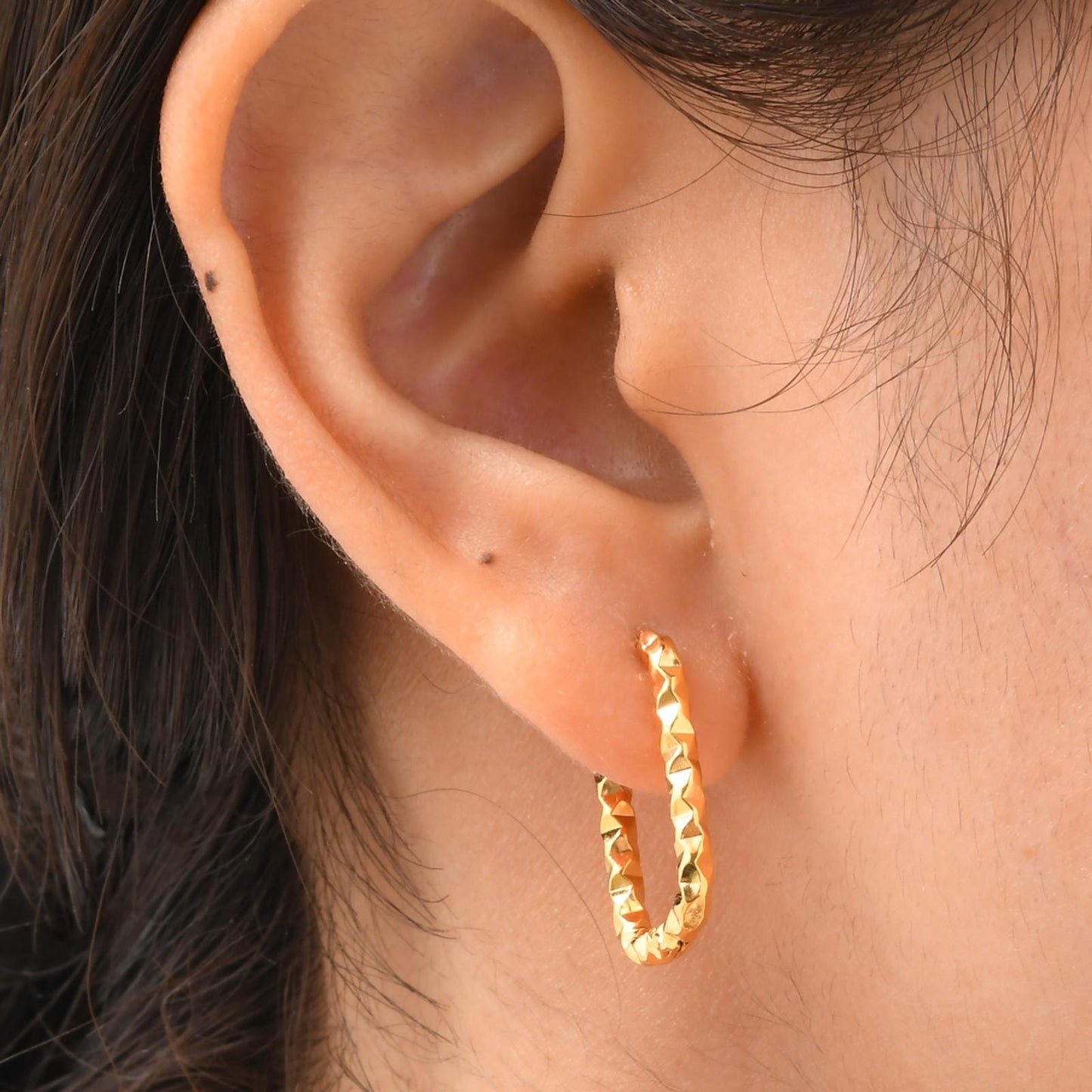 Elegantes pendientes geométricos de acero inoxidable con baño de oro bicolor para mujer EH-707