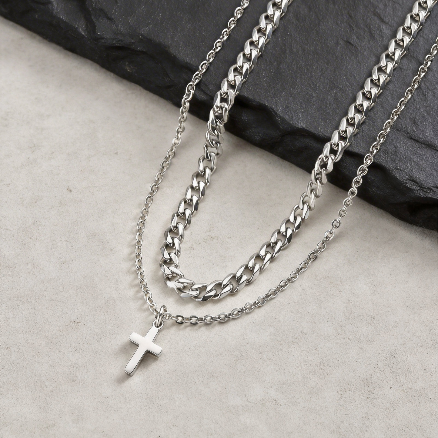Kemstone Stainless Steel Minimal Cross Pendant Necklace for Men & Women Gold Silver PN-2289