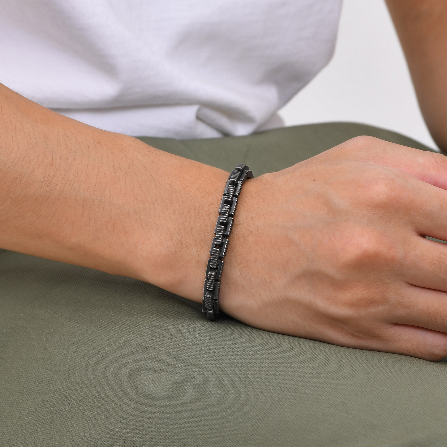 Kemstone Stainless Steel Square Link Chain Bracelet for Men Vintage BR-2043S