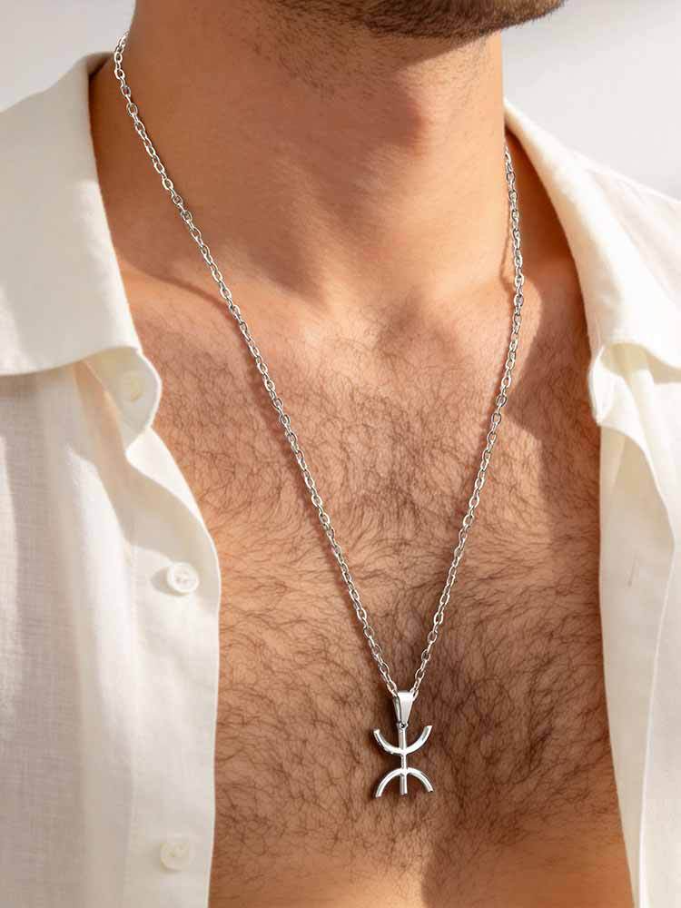 Kemstone Stainless Steel Tribal Inspired Dual Wear Necklace Bracelet for Men Hip Hop Minimal Chain BR-3040