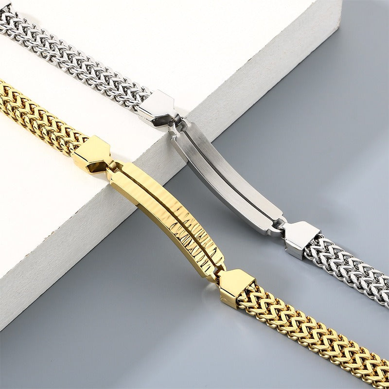 Kemstone Titanium Steel Dragonbone Chain Bracelet for Men – Vintage Bar Clasp Design K-B211234-KFC