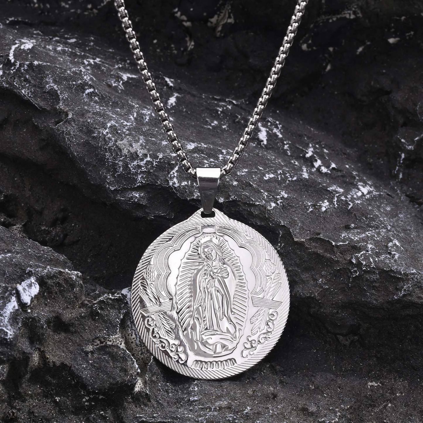 Kemstone Stainless Steel Medallion Necklace for Men Vintage Coin Pendant PN-777