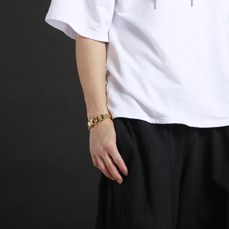 Kemstone Dragonbone Gold-plated Titanium Steel Bracelet for Men K-R1345