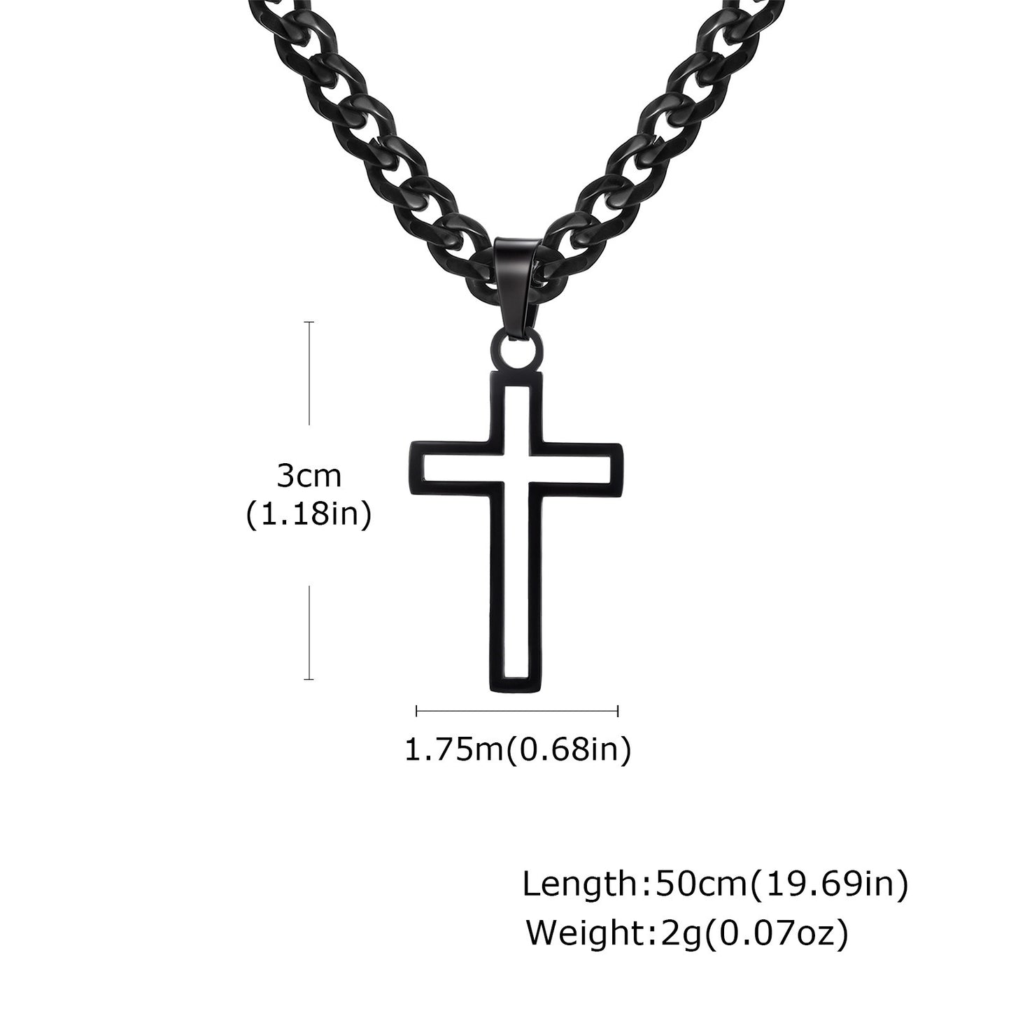 Kemstone Men’s Stainless Steel Hollow Cross Necklace – Cuban Chain PN-1531