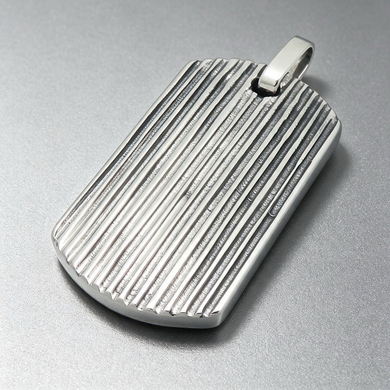 Kemston Stainless Steel Textured Tag Pendant Necklace for Men Minimalist KP118338-KJX