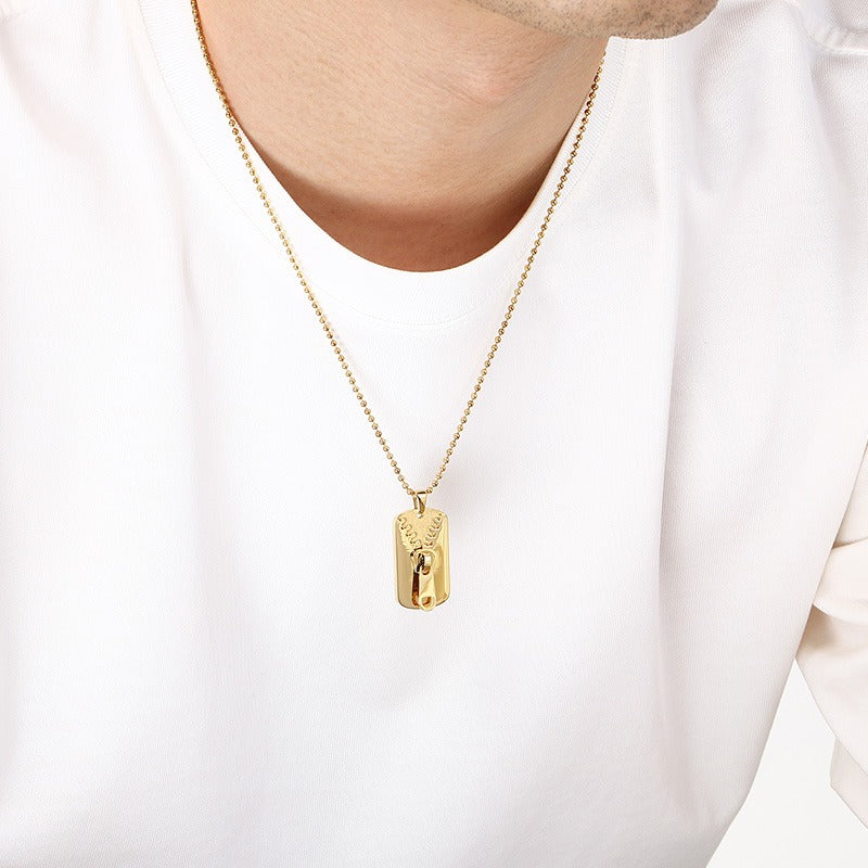 Kemstone Titanium Steel Zipper Tag Pendant Necklace for Men Women KN301415-KFC