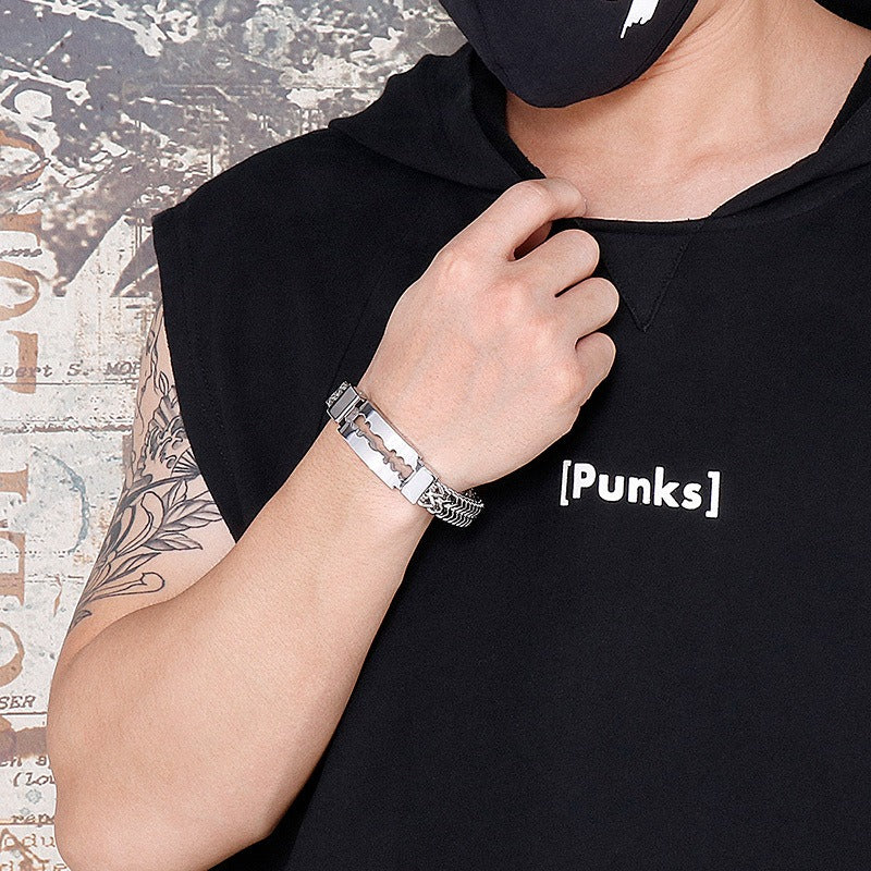 Kemstone Creative Blade Titanium Steel Men’s Bracelet - Vacuum Plated | KB149653-KFC