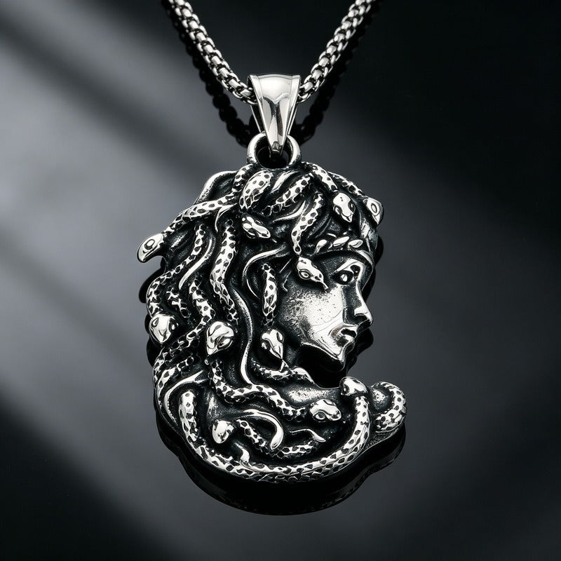 Kemstone Stainless Steel Gothic Joker Mask Pendant Necklace for Men KP118521-LU