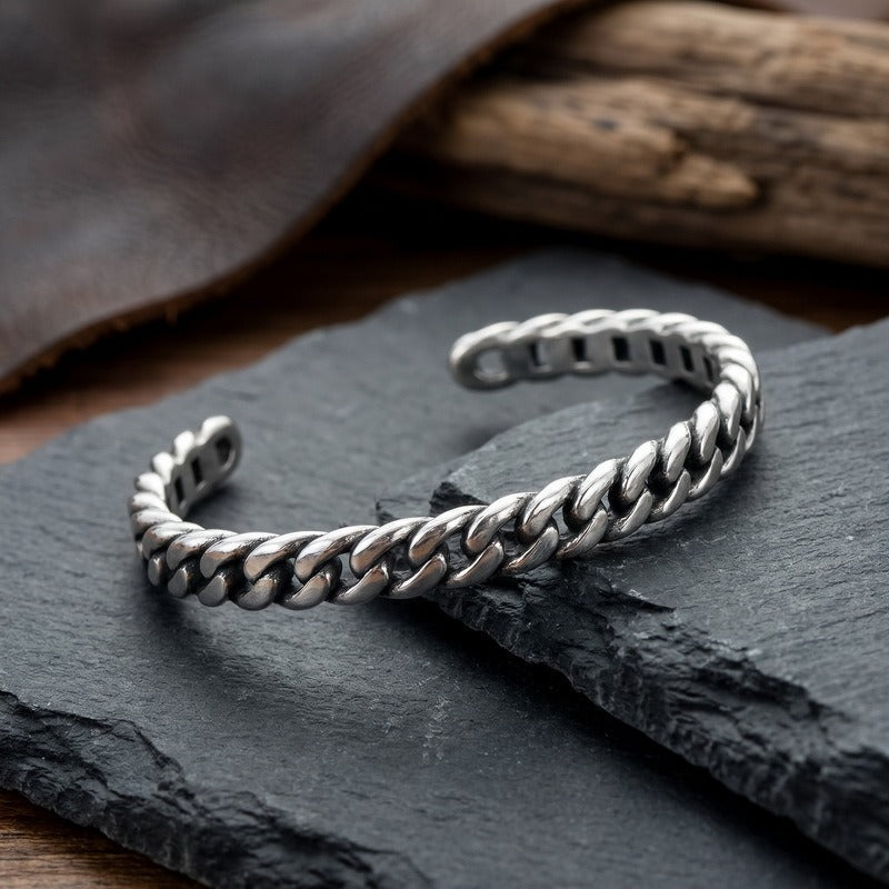 Kemstone Titanium Steel Twisted Cuff Bracelet for Men Vintage Open Design KB214264-LU