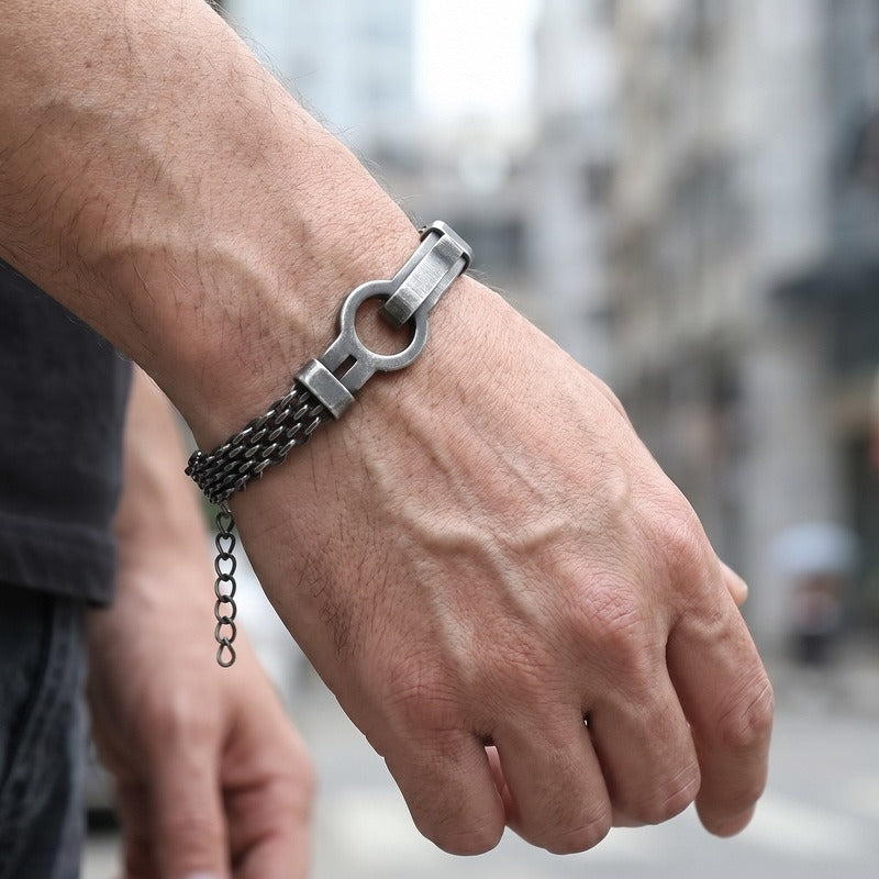Kemstone Titanium Steel Multi-Row Chain Bracelet for Men KB213310-KFC