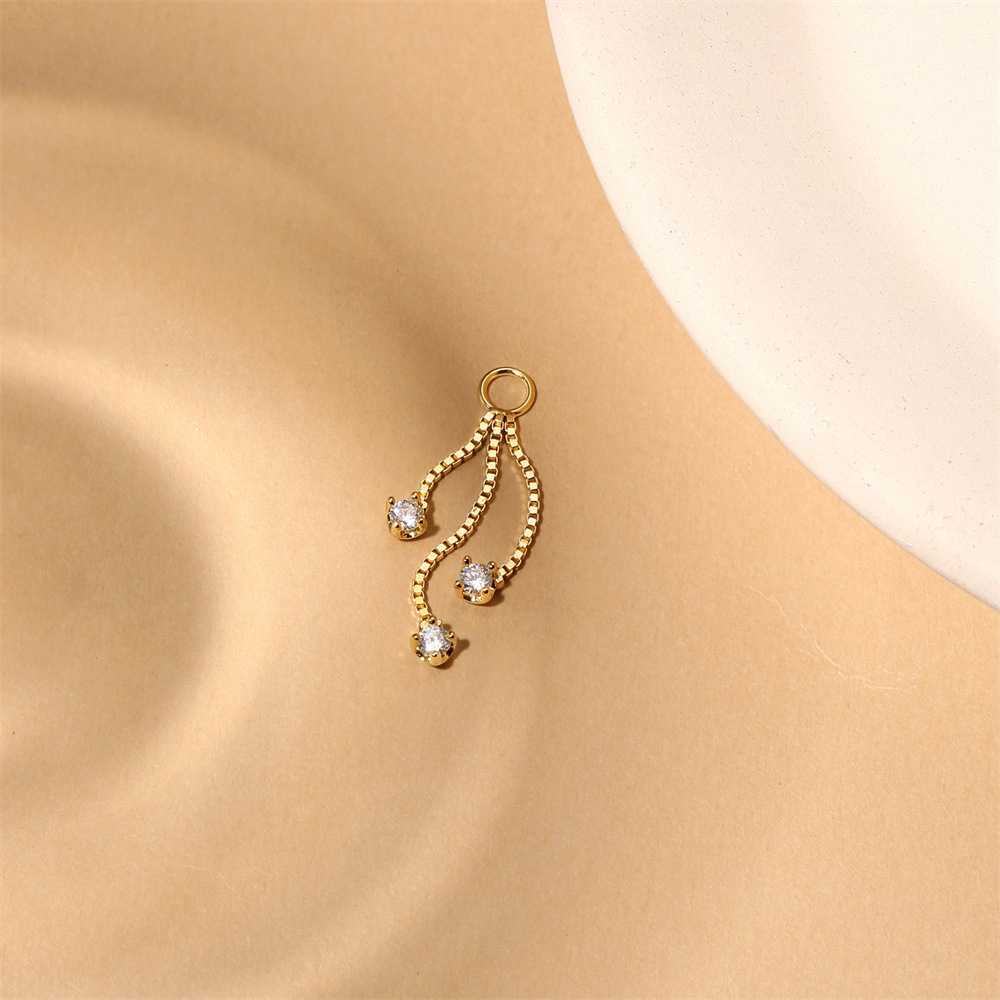 Kemstone S925 Sterling Silver Cubic Zirconia Tassel Ear Chain for Women,Dangle Cartilage Hoop Jewelry 60265475190C