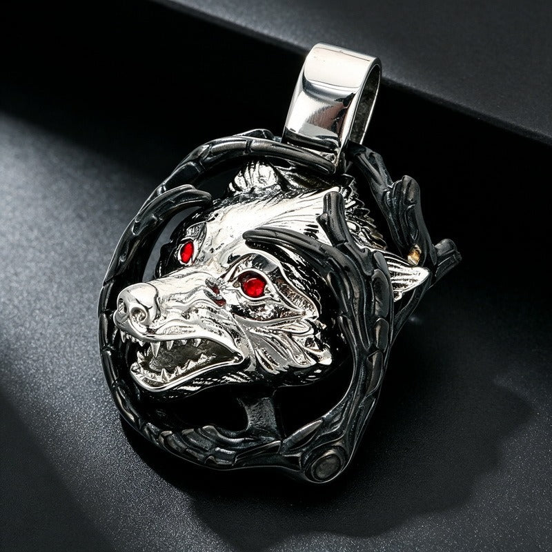 Kemstone Sculpted Animal & Mask Pendant Necklace for Men Stainless Steel KP118547-LU