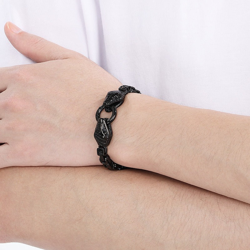 Kemstone Titanium Steel Double Snake Imperial Chain Bracelet for Men KB151148-Z