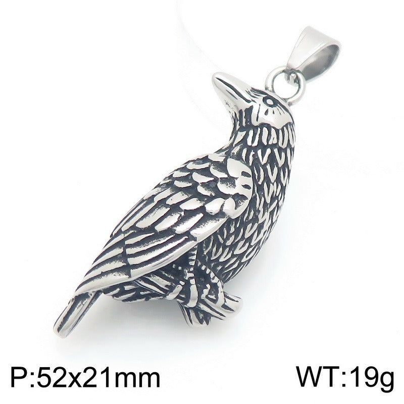 Kemstone Pendant Necklace for Men Titanium Steel Gothic Animal Pendant Snake Spider Skull Silver KP117040-LU
