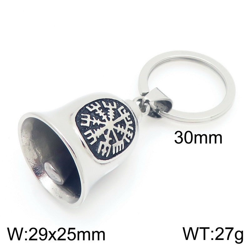 Kemstone Viking Compass Bell Keychain – Titanium Steel Rune Pendant KY1483-K