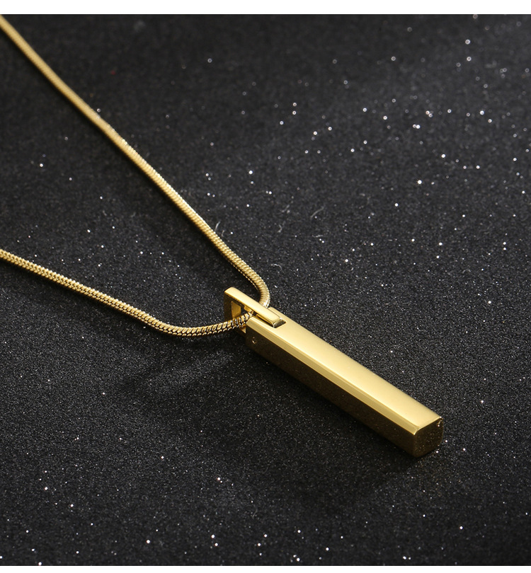 Kemstone Slim Rectangular Bar Pendant Necklace for Men Stainless Steel KP98934-KFC