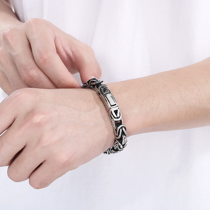 Kemstone Titanium Steel Square Imperial Chain Bracelet for Men KB111152-BD