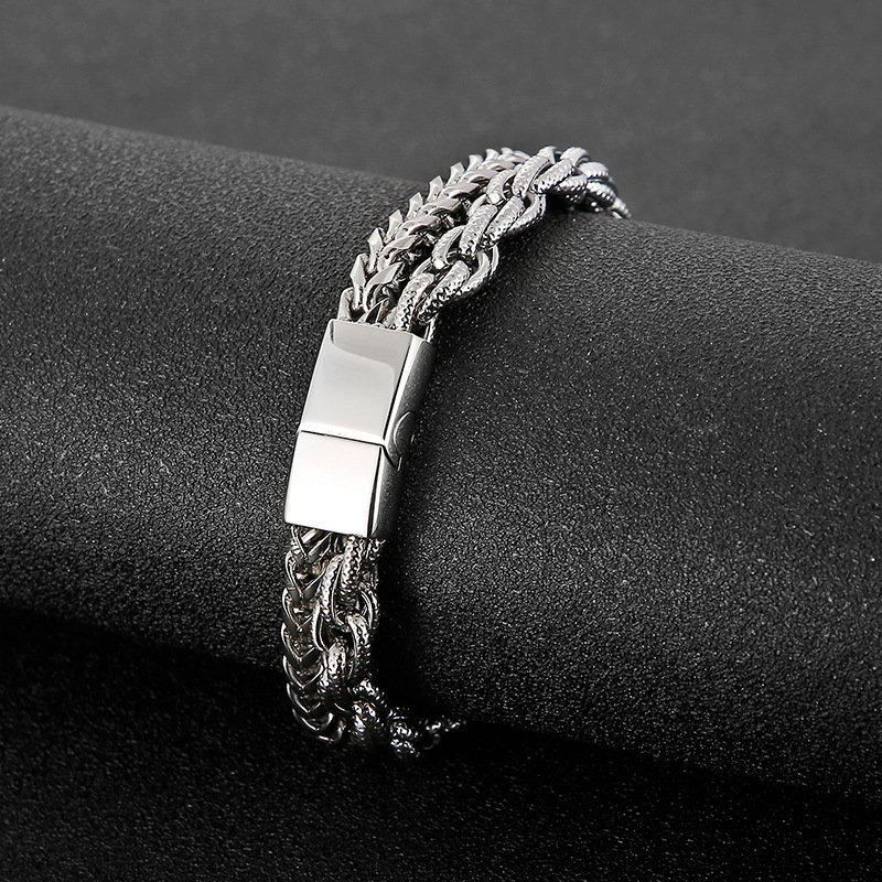 Kemstone Titanium Steel Double Layer Chain Bracelet for Men 220*8mm KB153089-KFC