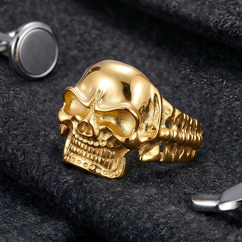 Kemston Titanium Steel 3D Skull Cuff Bracelet for Men Gothic Biker KB36415-D