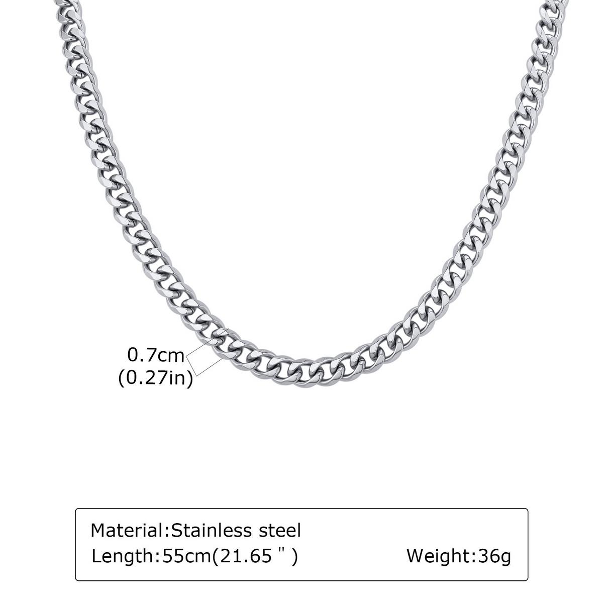 Kemstone Stainless Steel Faceted Curb Chain Necklace for Men NC-2607