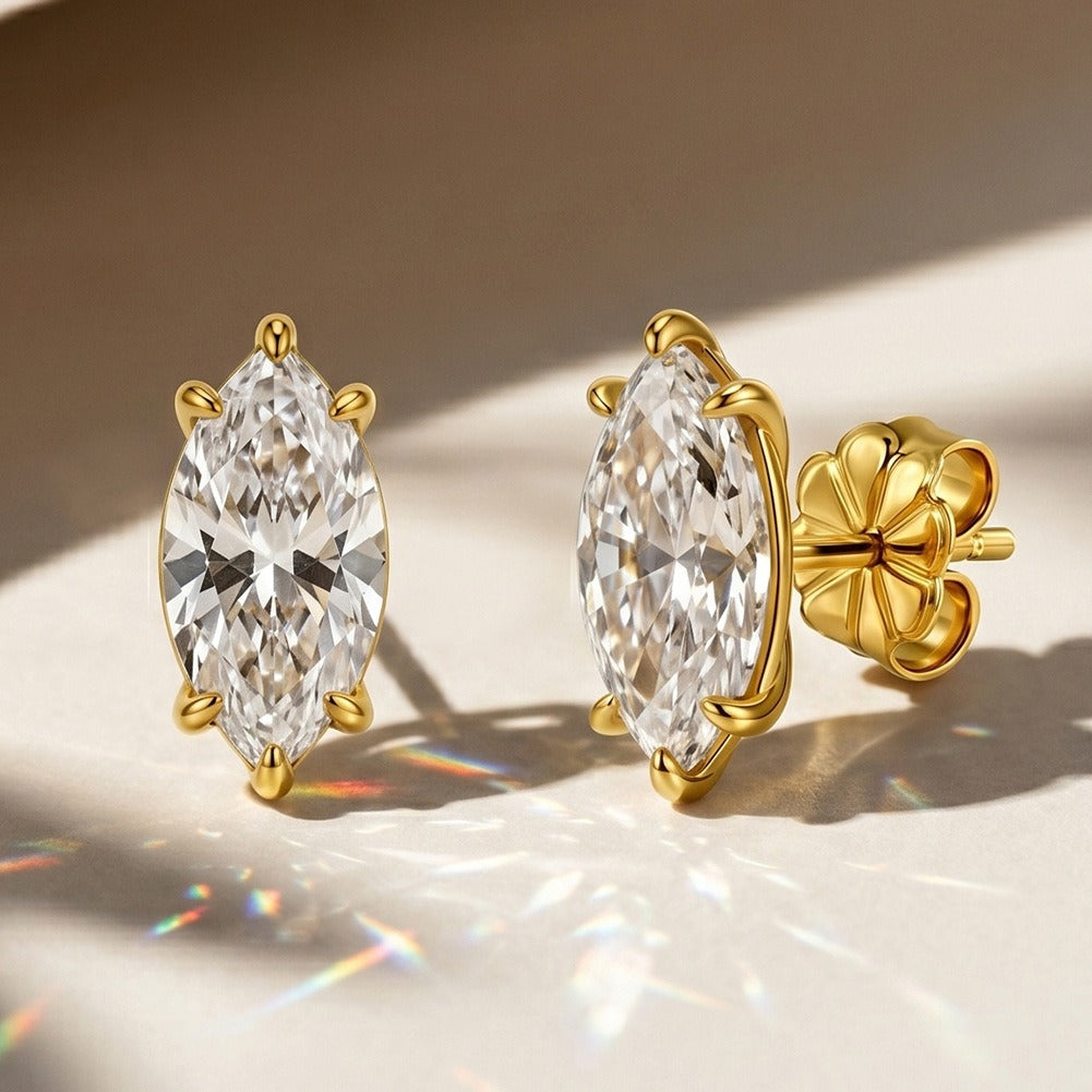 Kemston Marquise Moissanite Stud Earrings for Women 925 Sterling Silver SMOE24