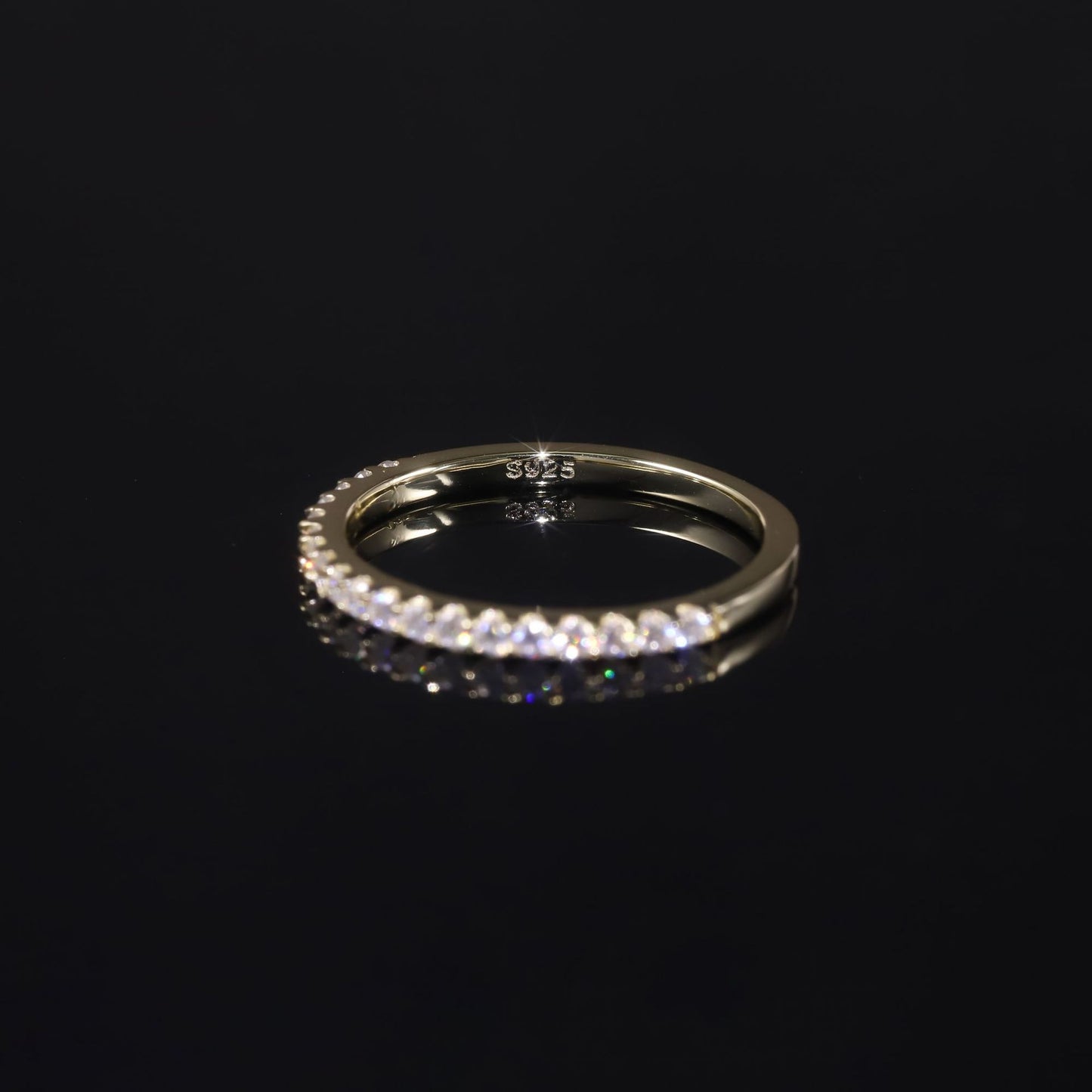 Kemstone Stackable Gold Rings for Women – S925 Sterling Silver Minimalist Wedding Bands | 18K Gold Plated, Moissanite, D-E Color VVS Clarity