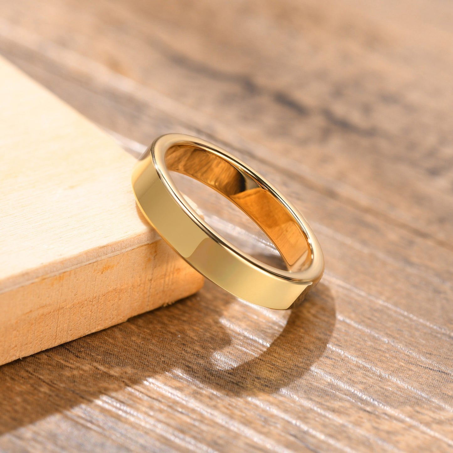 Kemstone Tungsten Steel Stackable Rings - 2mm/4mm/6mm/8mm Polished Gold Tone Minimalist Everyday Wear Jewelry for Men & Women TCR-087