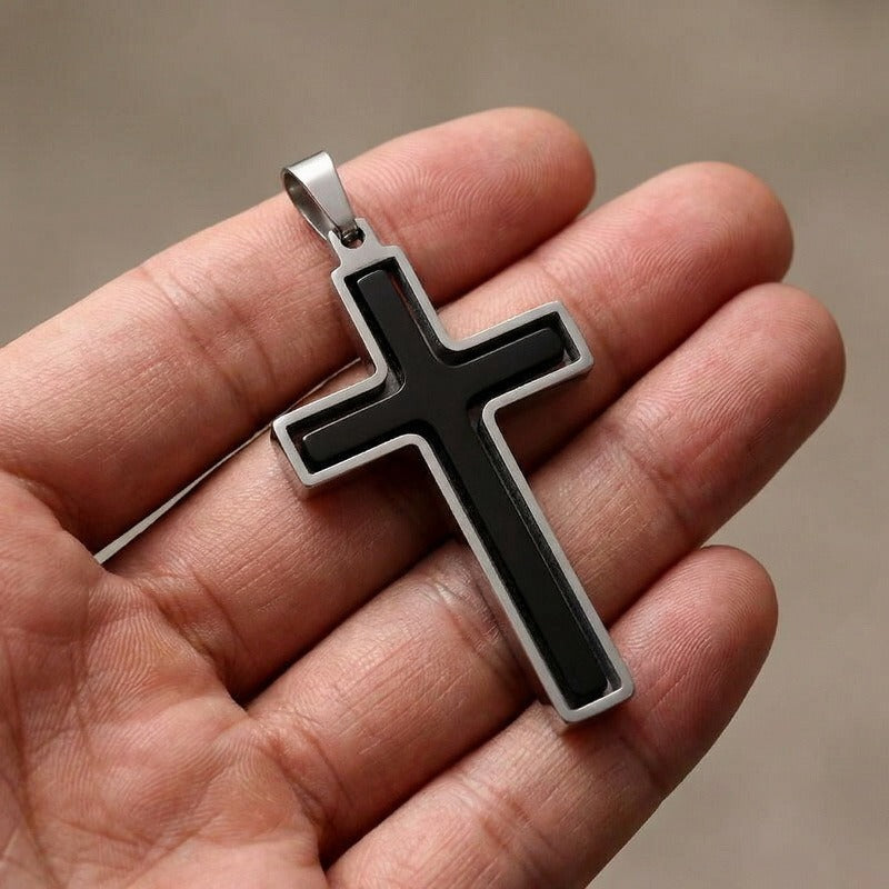Kemstone Rotating Cross Pendant Necklace for Men Titanium Steel Two Tone KP118323-ZLA