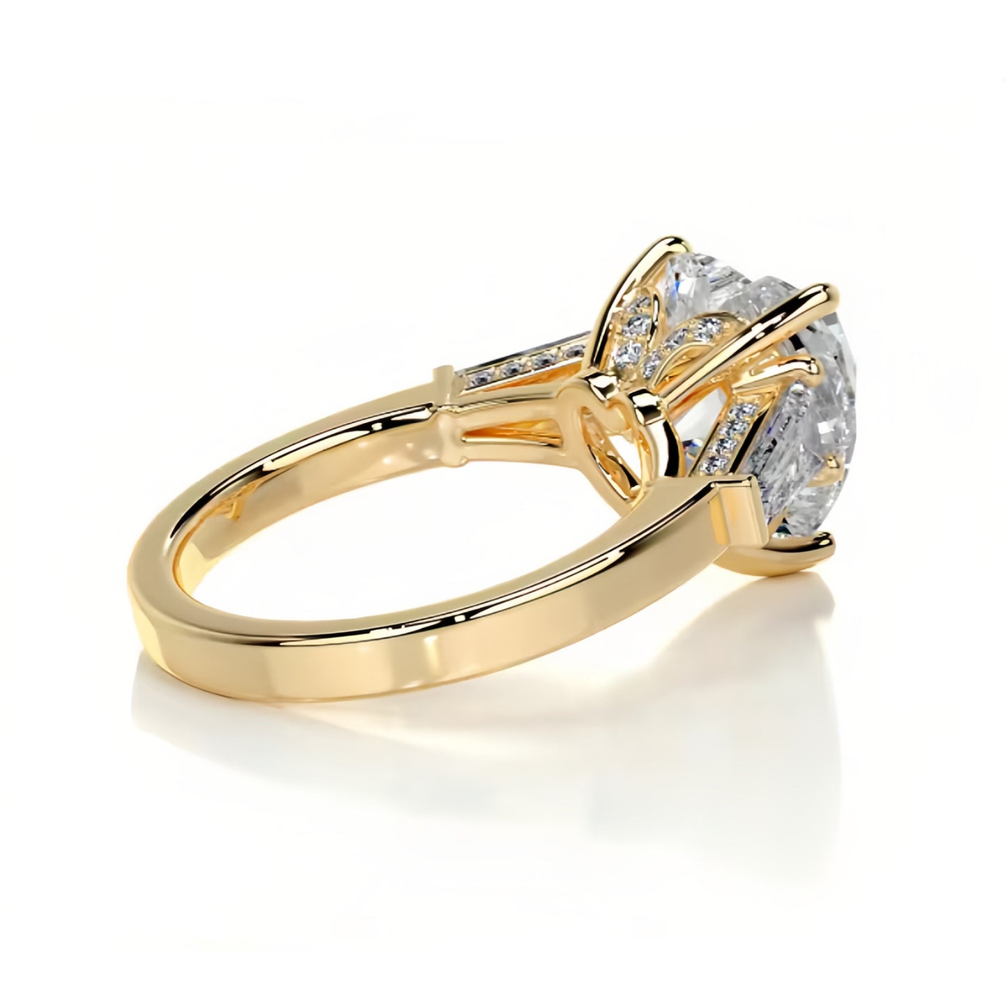 Three-Stone Moissanite Engagement Ring for Women | 2–5CT Heart, Oval, Princess, Emerald Cuts