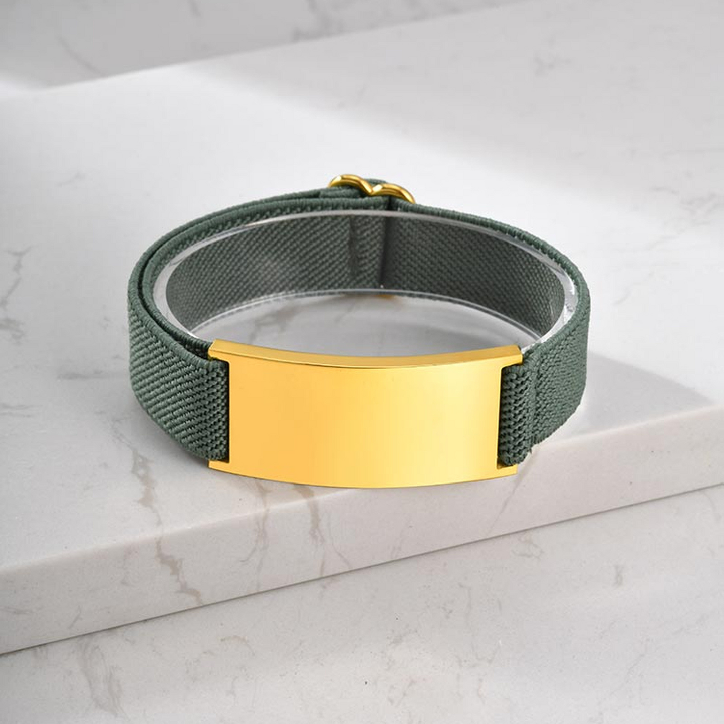 Kemstone Stainless Steel Curved Plate Bracelet for Men – Minimalist Design, Adjustable Elastic Strap BR-1817