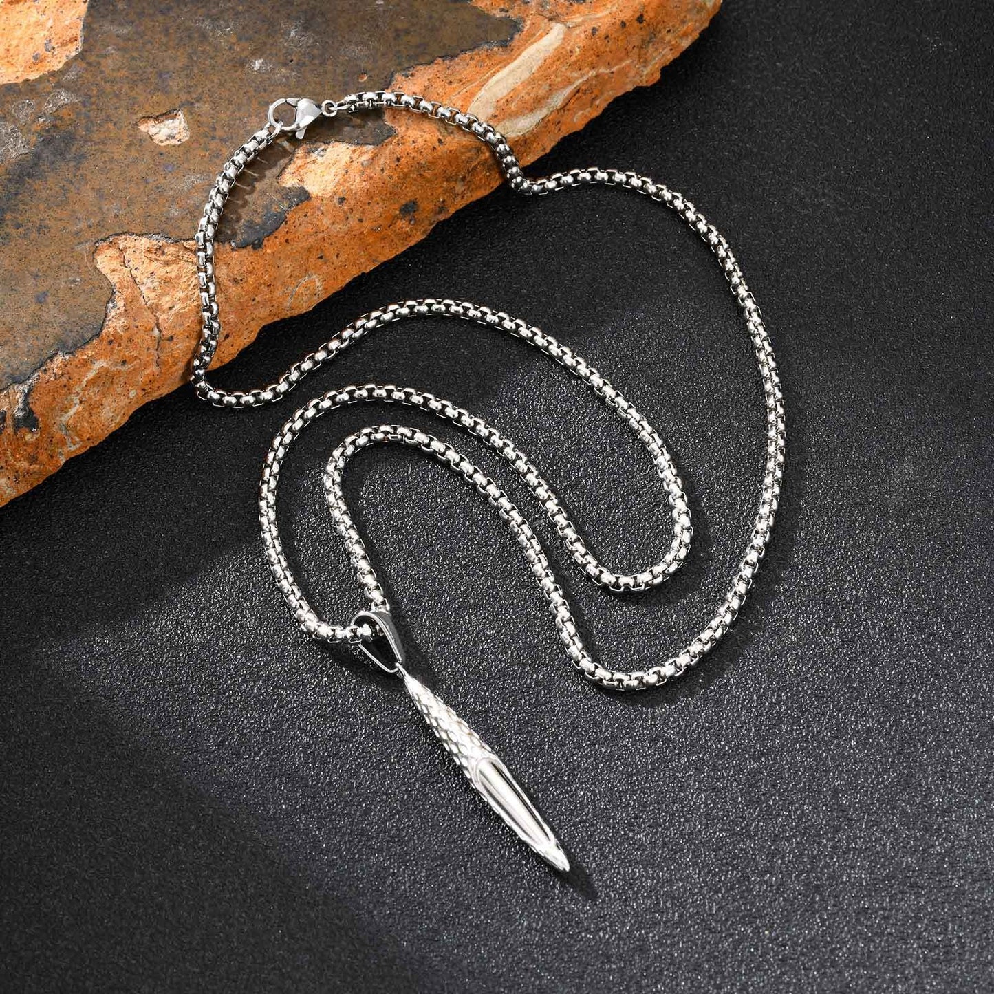 Kemstone Men’s Stainless Steel Hammered Bar Pendant Necklace PN-2217
