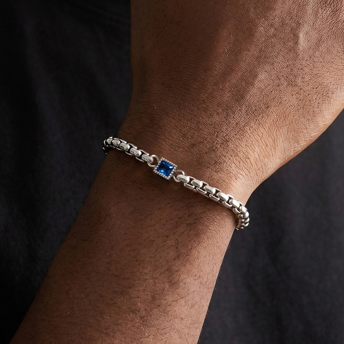 Kemstone Stainless Steel Square Cubic Zirconia Bracelet for Men BR-3204