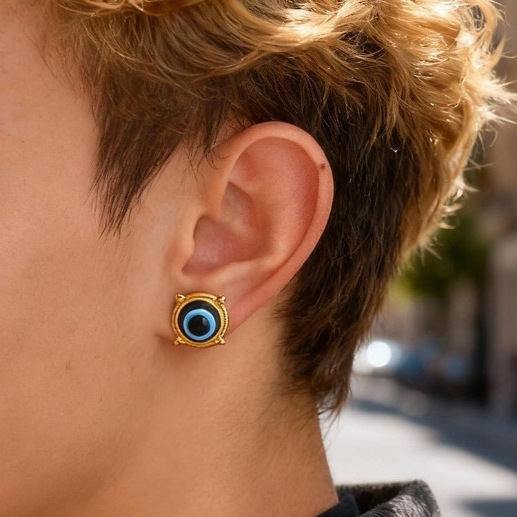 Kemstone Stainless Steel blue eye Stud Earrings for Men & Women ES-797