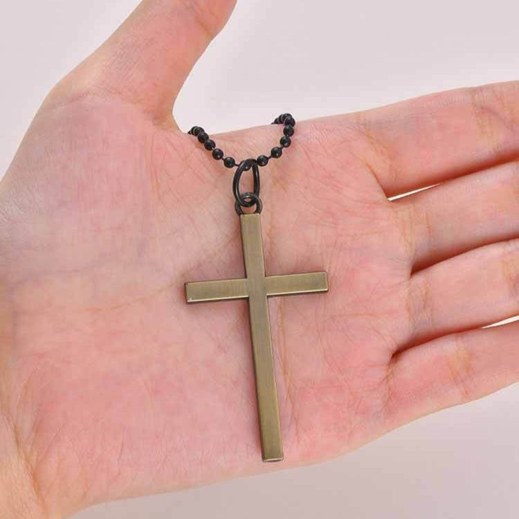 Kemston Cross Pendant Necklace for Men Alloy Long Chain Hip Hop Style NC-3028