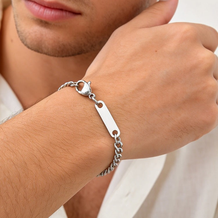 Kemstone Stainless Steel ID Curb Chain Bracelet for Men BR-3074