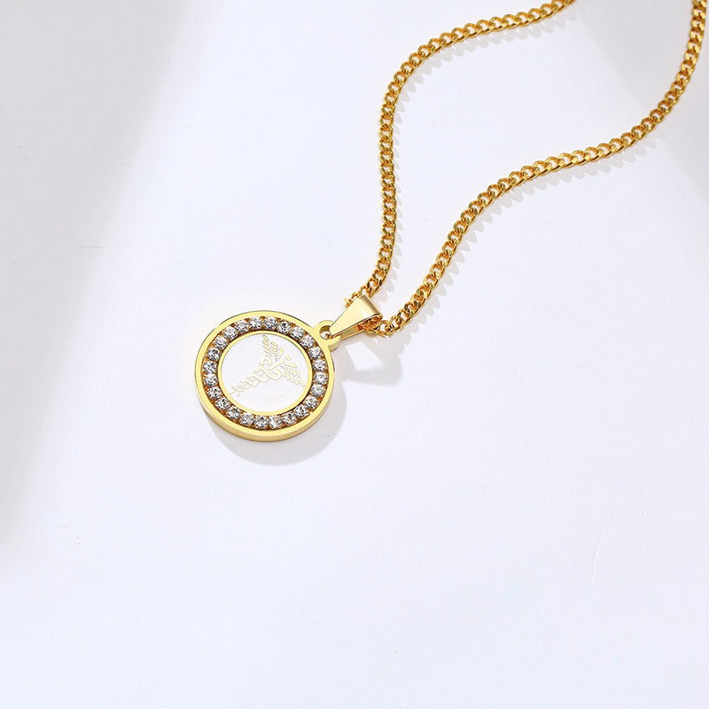 Kemstone Men’s Stainless Steel Caduceus Pendant Necklace – Gold & Silver PN-619