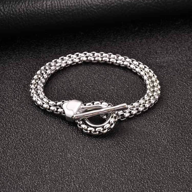 Kemstone Stainless Steel Snake Head Cuban Link Bracelet for Men OT Clasp Silver BR-2810