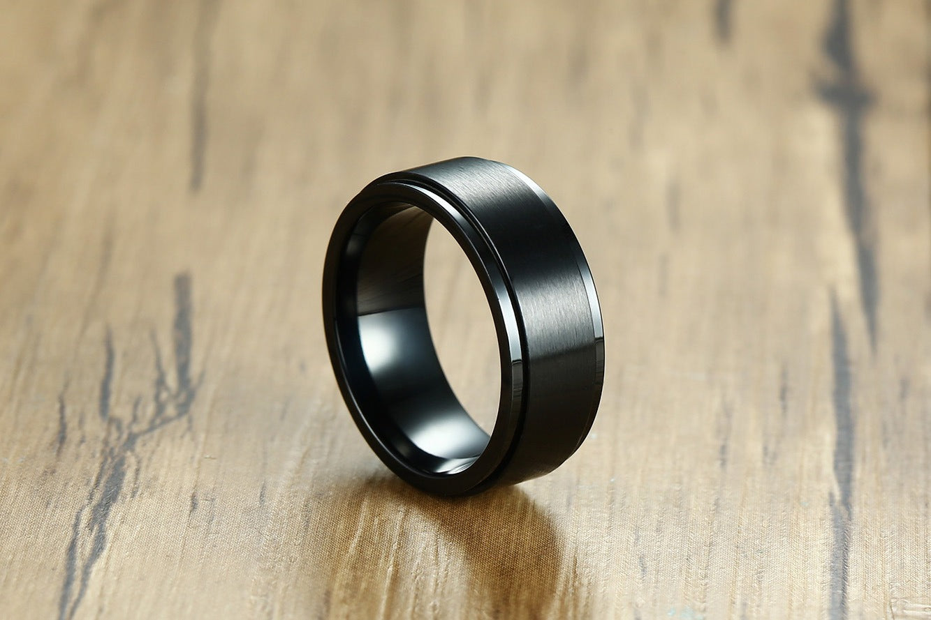 Kemstone Titanium Steel Spinner Ring – Minimalist Men’s Jewelry Ring R-394