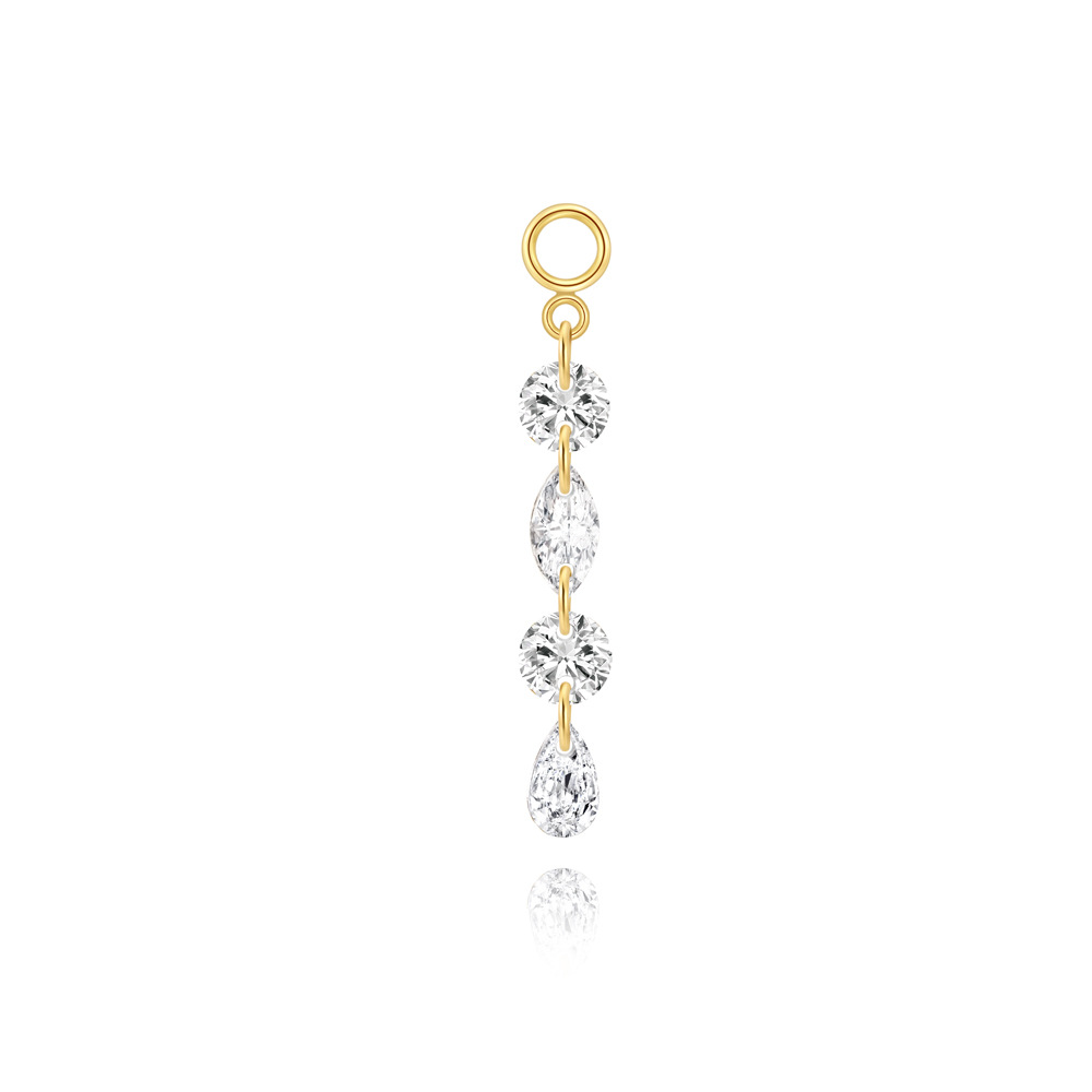 Kemstone S925 Sterling Silver Cubic Zirconia Tassel Ear Chain for Women,Dangle Cartilage Hoop Jewelry 60265475190C