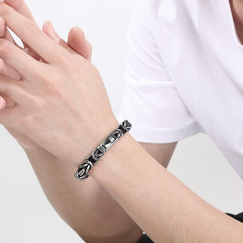 Kemstone Titanium Steel Square Imperial Chain Bracelet for Men KB111152-BD