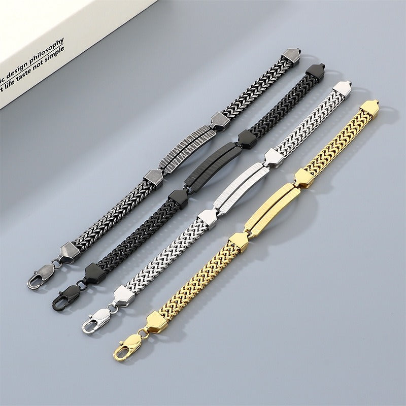 Kemstone Titanium Steel Dragonbone Chain Bracelet for Men – Vintage Bar Clasp Design K-B211234-KFC