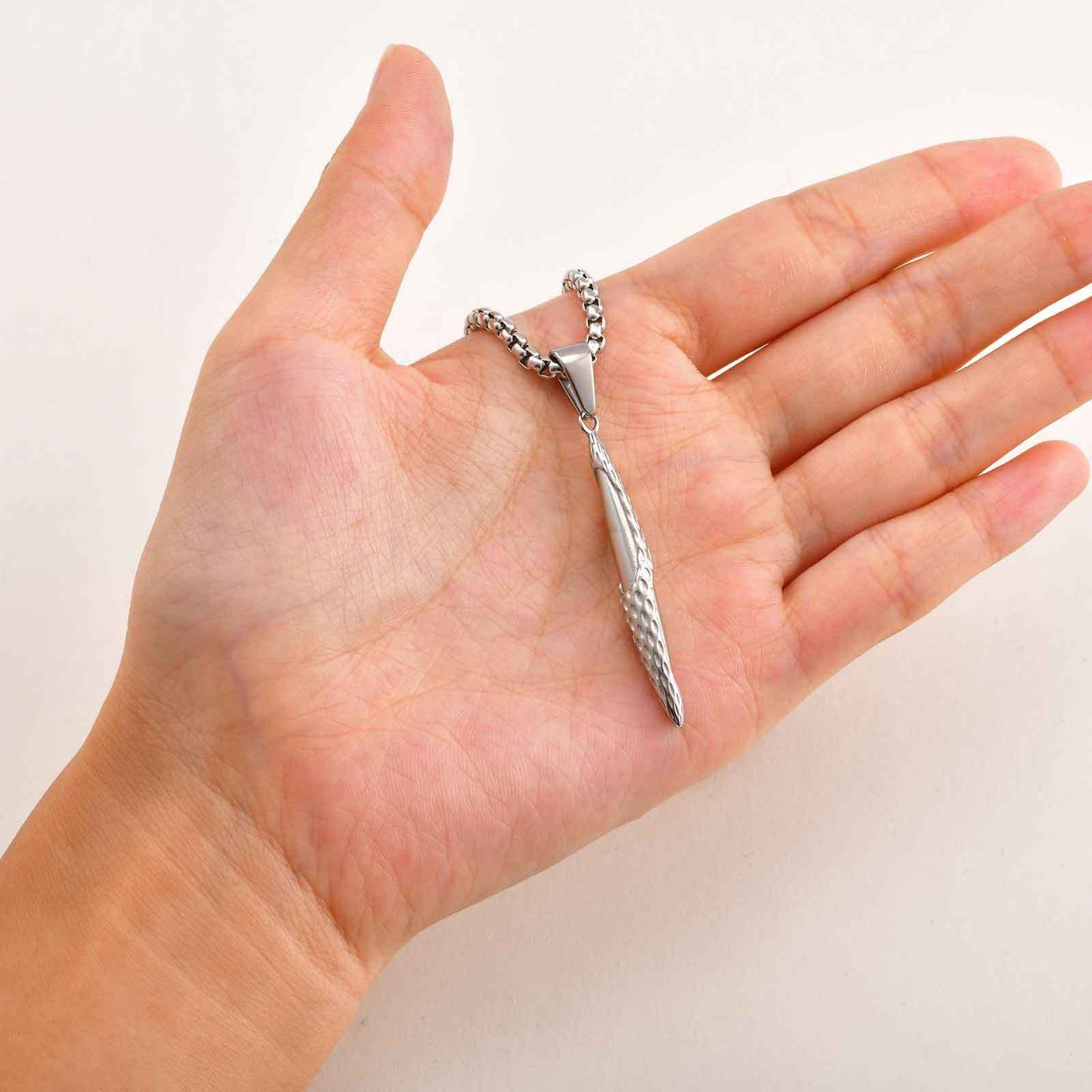 Kemstone Men’s Stainless Steel Hammered Bar Pendant Necklace PN-2217