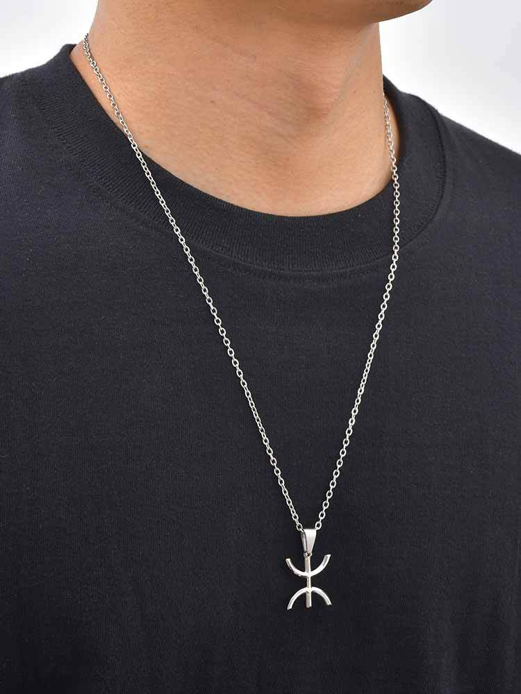 Kemstone Stainless Steel Tribal Inspired Dual Wear Necklace Bracelet for Men Hip Hop Minimal Chain BR-3040