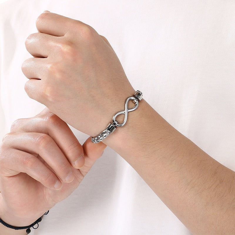Kemstone Infinity Bracelet for Men Titanium Steel Braided Chain Gold Silver KB212143-KFC